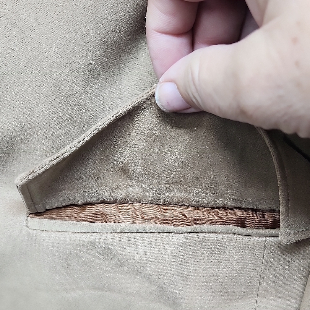 Circle S Dallas Texas Faux Suede Jacket Tan Two Button Mens 46R - Picture 9 of 11